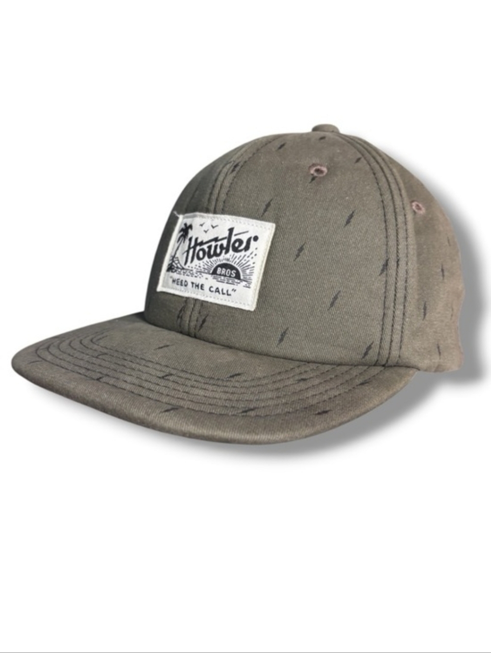 HOWLER BROS Unstructured Logo Patch SnapBack Green Lightning Pattern
